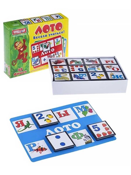 Настольная игра Лото Весело учиться (48 фишек) Stellar, 00904 87626106d4f411ef0a8 - фото 1694700