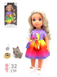 Кукла (32см) в радужном платье с домашним животным в коробке 4c2de573d4e211ef0a8
