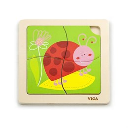 Пазл-вкладыш Божья коровка 4 элемента (дерево) Viga 50140 2e2e4a17cf3e11ef0a8
